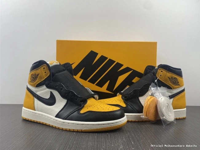 Official Maikesneakers High OG Yellow 1 Air Jordan Toe 555088-711 0810